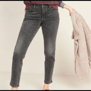 🩶 Old Navy High-Waisted O.G. Straight Ankle Gray Button-Fly Jeans for Women 👖